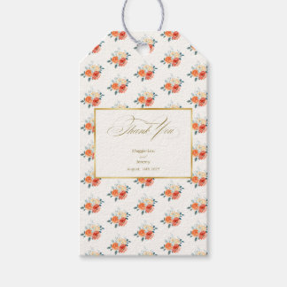 Étiquettes-cadeau Élégant or Blush Mariage Floral Merci