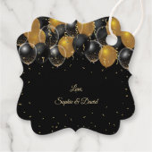 Étiquettes Cadeau Élégant or noir Balloons Confetti Mariage (Dos)