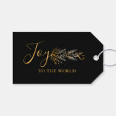 Étiquettes-cadeau Elégant or Noir Botanique Moderne Joie Noël (Devant (Horizontal))