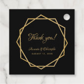 Étiquettes Cadeau Elégant or noir moderne Mariage de script géométri (Dos)