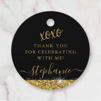 Élégant Or Noir Paillettes Merci Personnalisé