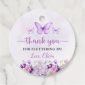 Étiquettes Cadeau Elégant papillon violet 1er anniversaire fête (Devant)