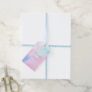 Étiquettes-cadeau Elégant Pastel bleu rose aquarelle peinture