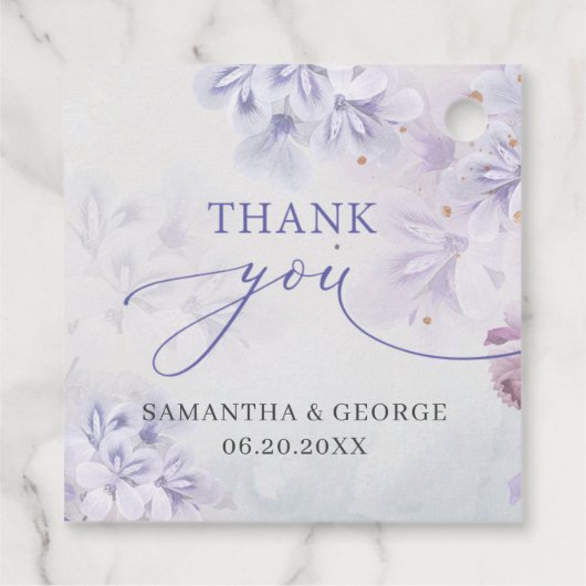 Étiquettes Cadeau Élégant pastel mauve fleurs mariage (Dos)