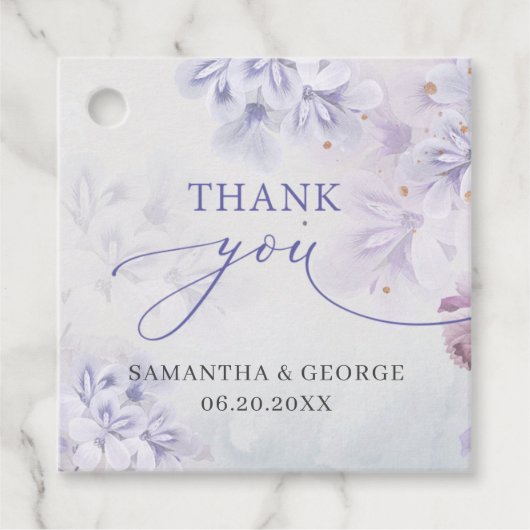 Étiquettes Cadeau Élégant pastel mauve fleurs mariage (Devant)