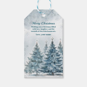 Étiquettes-cadeau Elégant Pays des merveilles d'hiver bleu et argent