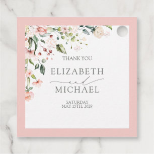 Étiquettes Cadeau Elégant Peach Rose Aquarelle Mariage Floral