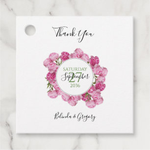 Étiquettes Cadeau Elégant Peonies rose Mariage Cadeau Favoriser Tags
