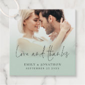 Étiquettes Cadeau Elégant Photo Overlay Love Merci Script Mariage (Devant)