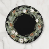 Étiquettes Cadeau Elégant pin et verdure noir | Joyeux Noël (Dos)