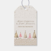 Étiquettes-cadeau Élégant Pine Rose Or Arbre Joyeux Noël (Devant)