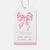 Étiquettes-cadeau Elegant Pink Bow Baby Shower (Devant)