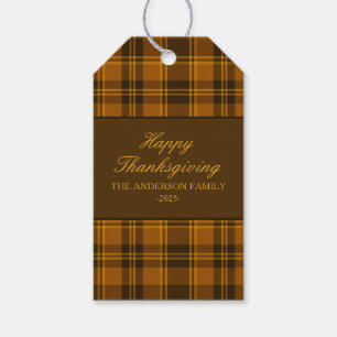 Étiquettes-cadeau Élégant Plaid Classique de Thanksgiving sur mesure