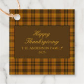 Étiquettes Cadeau Elegant Plaid Thanksgiving Classic Custom Favor (Devant)