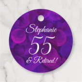 Étiquettes Cadeau Élégant pourpre 55 et retraite à la retraite (Dos)