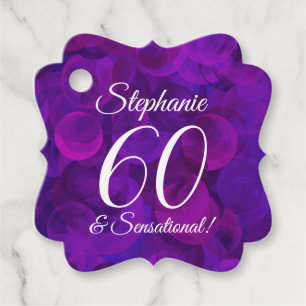 Étiquettes Cadeau Elegant Purple 60 et fête d'anniversaire sensation