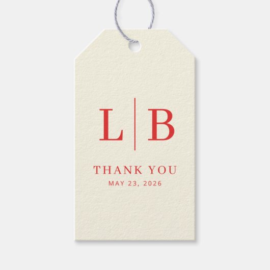 Étiquettes-cadeau Elegant Red Initials (Devant)