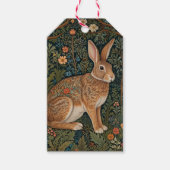 Étiquettes-cadeau Élégant retro lapin boisé boisé fleuri (Devant)
