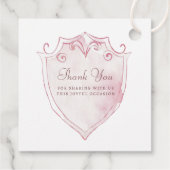 Étiquettes Cadeau Élégant rose Aquarelle Crest Baptême (Dos)