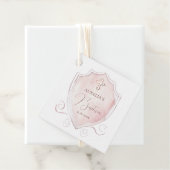 Étiquettes Cadeau Élégant rose Aquarelle Crest Baptême (En situation)