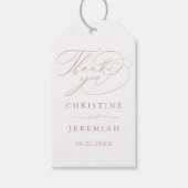 Étiquettes-cadeau Élégant Rose blanche or Merci Mariage moderne (Devant)