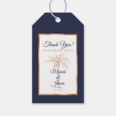 Étiquettes-cadeau Elégant Rose bleu marine Gold Palm Tree Mariage (Devant)