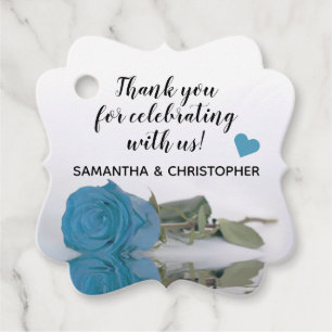 Étiquettes Cadeau Elégant Rose bleu turquoise Merci Mariage
