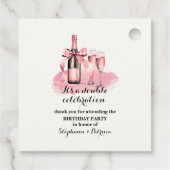 Étiquettes Cadeau Élégant rose Double Célébration Anniversaire (Dos)