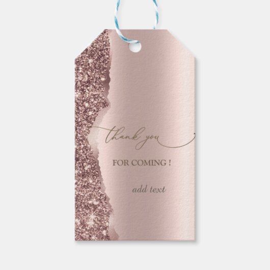 Étiquettes-cadeau Elegant Rose Gold Glitter Script  (Devant)