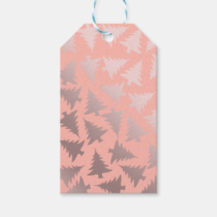Étiquettes-cadeau Élégant Rose Gold & Pink Christmas Tree Motif