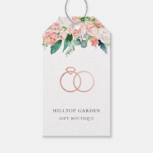 Étiquettes-cadeau Élégant Rose Gold Rings Floral Price Tags