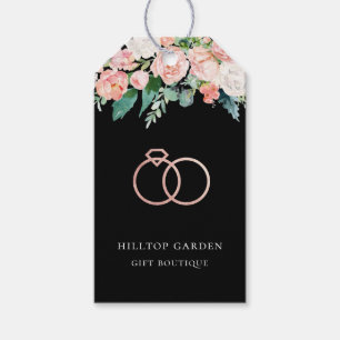 Étiquettes-cadeau Élégant Rose Gold Rings Floral Price Tags