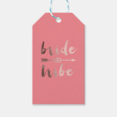 Étiquettes-cadeau élégant rose or mariée tribu flèche mariage anneau (Devant)