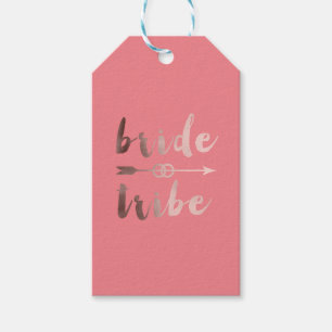 Étiquettes-cadeau élégant rose or mariée tribu flèche mariage anneau