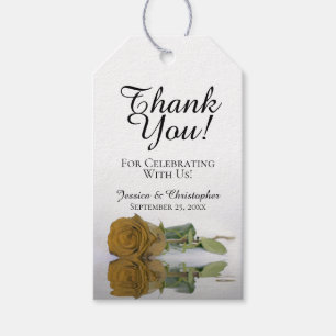 Étiquettes-cadeau Élégant Rose or ocre Merci Mariage