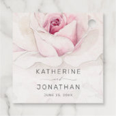 Étiquettes Cadeau Elégant rose rose Aquarelle Floral Script Mariage (Dos)