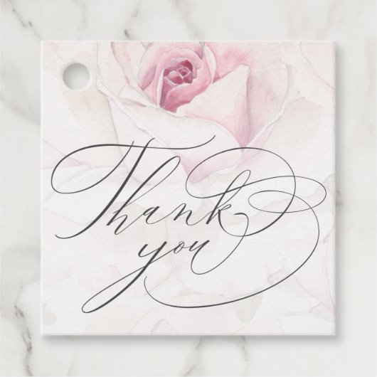 Étiquettes Cadeau Elégant rose rose Aquarelle Floral Script Mariage (Devant)