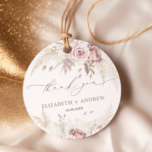 Étiquettes Cadeau Élégant rose rose pâle Rose floral Mariage