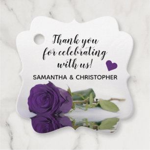 Étiquettes Cadeau Élégant Rose royal violet Mariage Merci