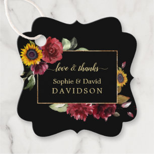 Étiquettes Cadeau Élégant Rose Sunflower Gold Mariage