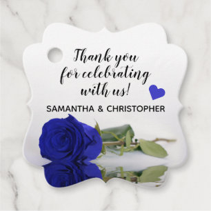 Étiquettes Cadeau Élégant Rose unique Royal Bleu Mariage Merci