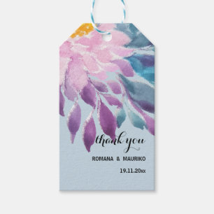 Étiquettes-cadeau Elégant rose violet bleu Dahlia Aquarelle Art
