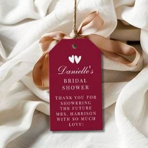 Étiquettes-cadeau Élégant Rouge Bourgogne Saint Valentin Mariage Cér