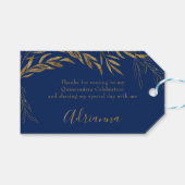 Étiquettes-cadeau Elégant Royal Blue et Gold Leaf Favoriser (Devant (Horizontal))