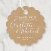 Étiquettes Cadeau Elégant Rustic Kraft Signature Mariage Merci (Devant)