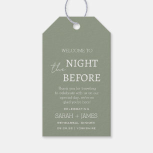 Étiquettes-cadeau Elégant Sage Green la nuit avant le Mariage