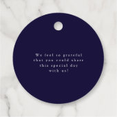 Étiquettes Cadeau Élégant script céleste Mariage bleu nuit (Dos)