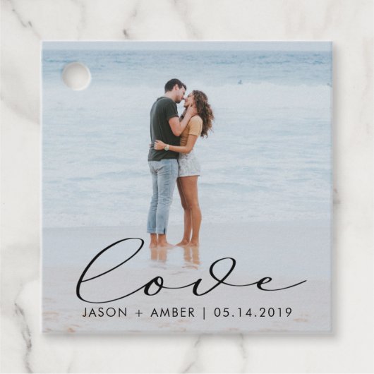 Étiquettes Cadeau Élégant script d'amour photo mariage (Devant)
