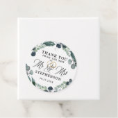 Étiquettes Cadeau Élégant script Eucalyptus Mariage Merci (En situation)