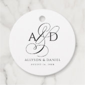 Étiquettes Cadeau Élégant script initial Monogramme Mariage classiqu (Devant)
